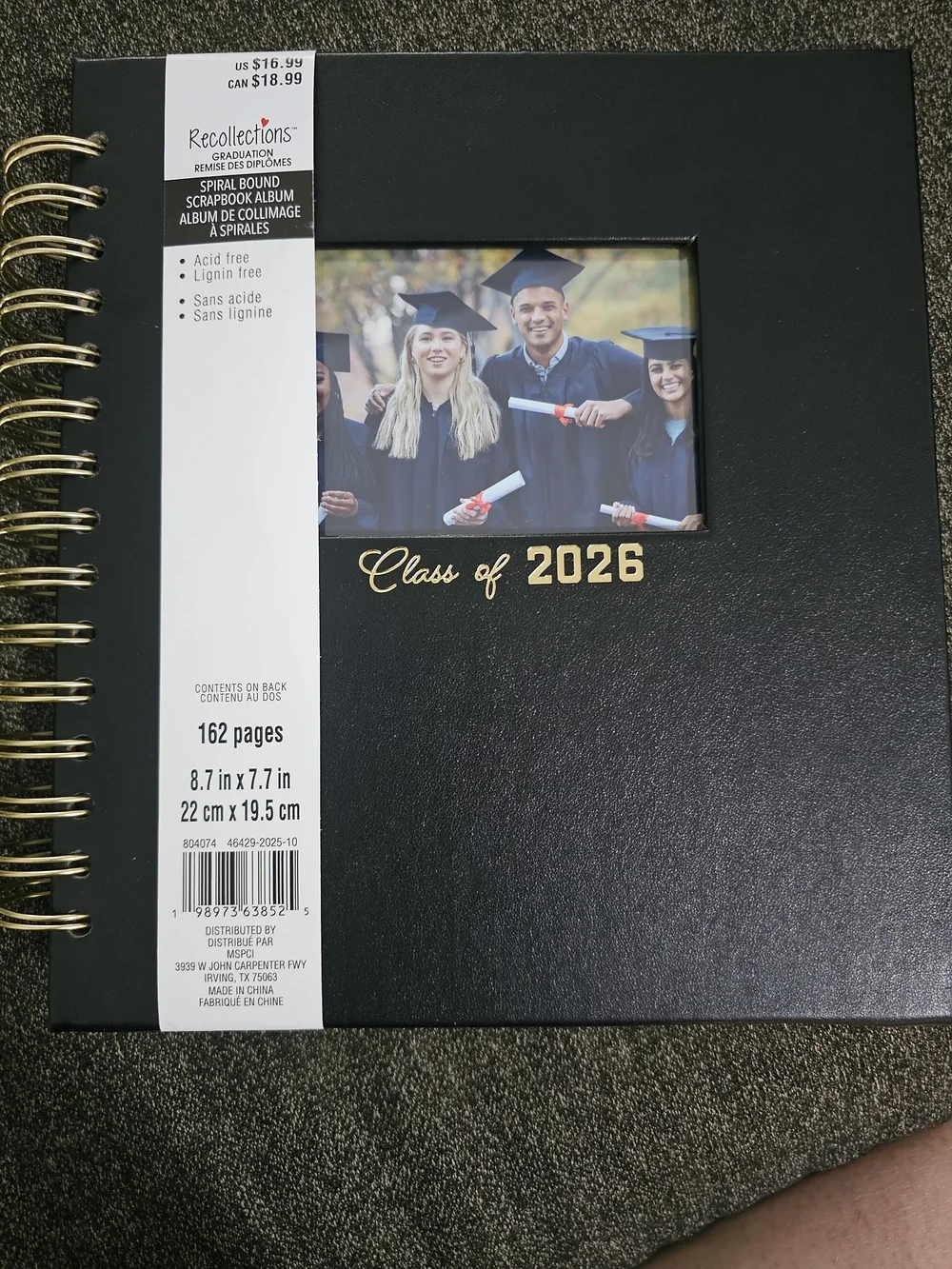 Recollections Class of 2026 Black Spiral Graduation Memory Album